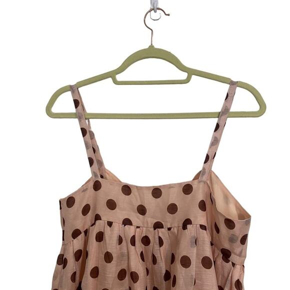 Pink Mauve Polka Dot Tiered Mini Dress Sz M - Picture 5 of 8